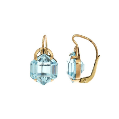 Art Deco gold earrings with synthetic stones