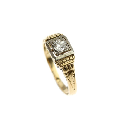 Prvorepublikový zlatý prsten s diamantem 0,25 ct