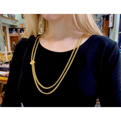 Gold chain with a slider - 148 cm