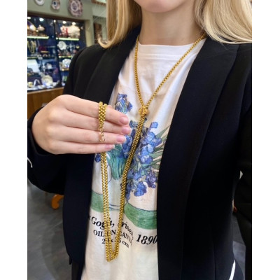 Gold chain with a slider - 148 cm