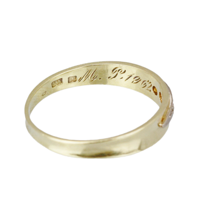 Zlatý prsten s diamanty - Granát Turnov