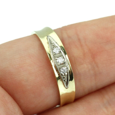 Zlatý prsten s diamanty - Granát Turnov