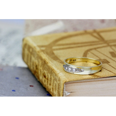 Zlatý prsten s diamanty - Granát Turnov