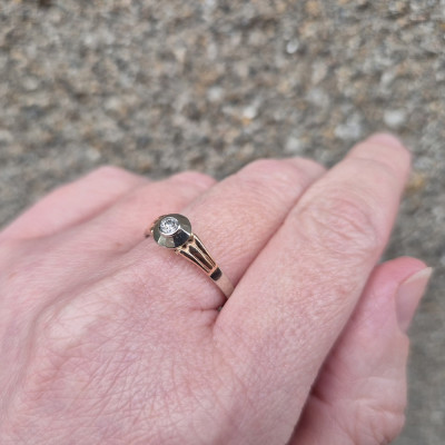 Art deco gold diamond ring - 1940s