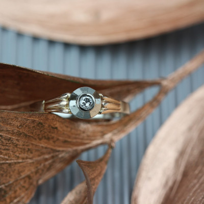 Art deco gold diamond ring - 1940s