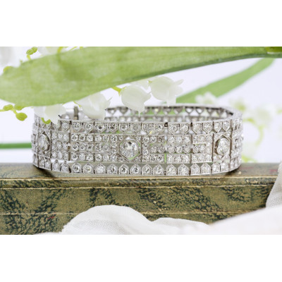 Art deco platinový náramek s diamanty - 16,20 ct