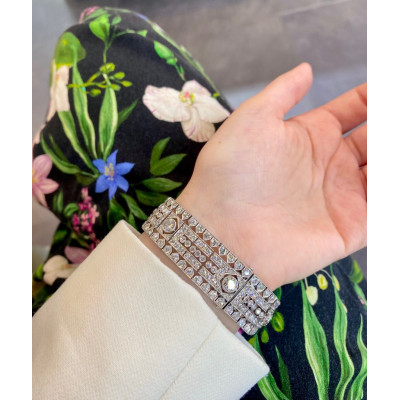 Art deco platinový náramek s diamanty - 16,20 ct