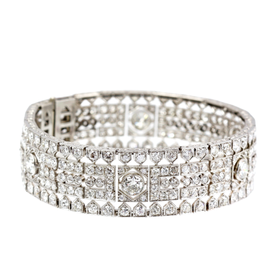Art deco platinový náramek s diamanty - 16,20 ct