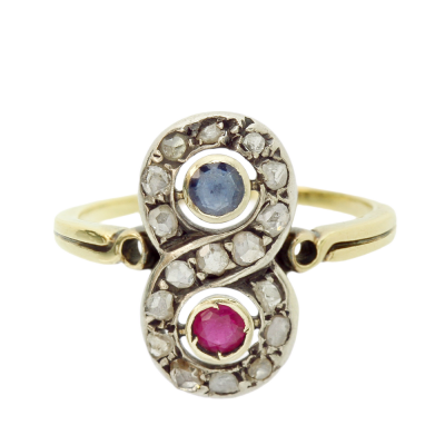 Gold ring with precious stones - circa 1930