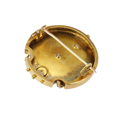 Viktoriánská zlatá brož s briliantem a perličkami