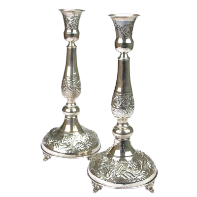 Pair of large silver candlesticks