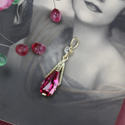Art deco synthetic ruby pendant