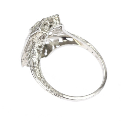 SOLD - Art deco rock crystal, diamond and emerald ring