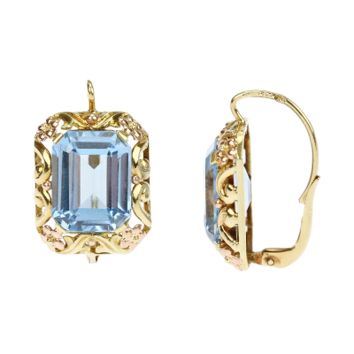 Zlaté náušnice se syntetickými spinely