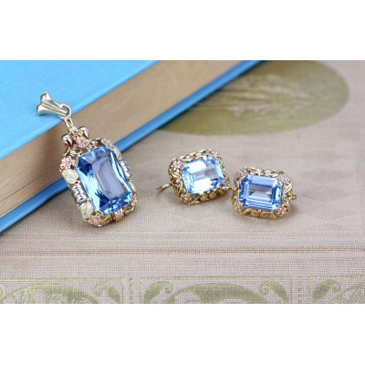 Zlaté náušnice se syntetickými spinely