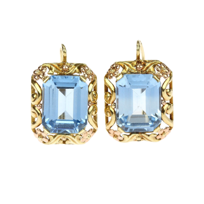 Gold earrings with synthetic spinels