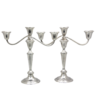 Three-armed silver candlesticks - Gorham