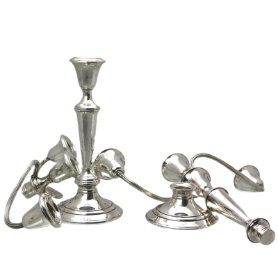 Three-armed silver candlesticks - Gorham