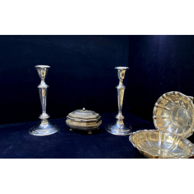 Three-armed silver candlesticks - Gorham
