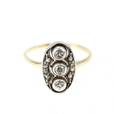 Art deco zlatý prsten s diamanty