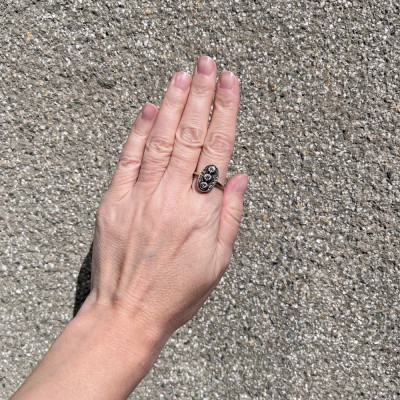 Art deco zlatý prsten s diamanty