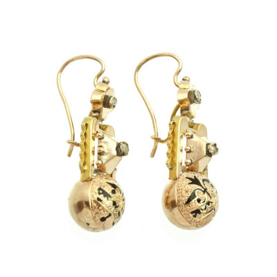Austro-Hungarian gold earrings with pearls