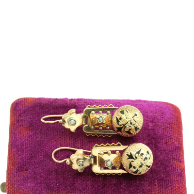 Rakousko-uherské zlaté náušnice s perličkami