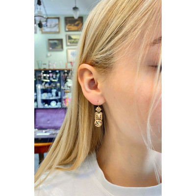Austro-Hungarian gold earrings with pearls
