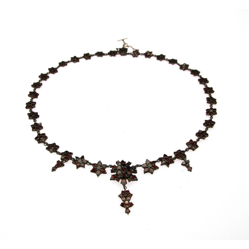Czech garnet link necklace