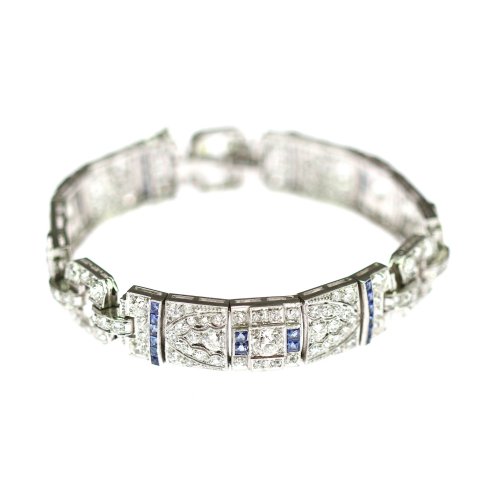 SOLD - Platinum bracelet with sapphires and diamonds