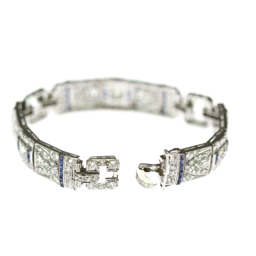SOLD - Platinum bracelet with sapphires and diamonds