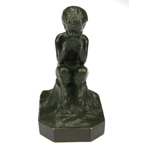 Bronze faun statue